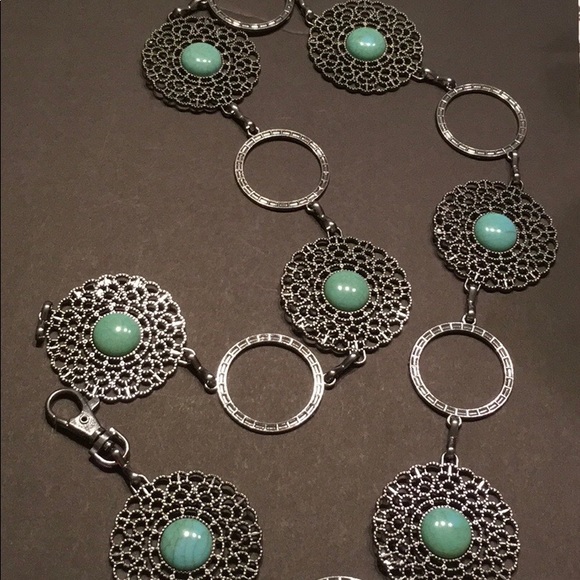 Turquoise and Silver-toned Belt - Picture 2 of 5